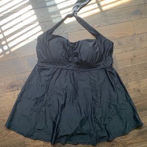 Black Swim-dress, Skirted One-Piece